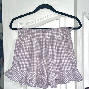 Hollister XS Gingham Ruffled Purple/ Lavender Shorts